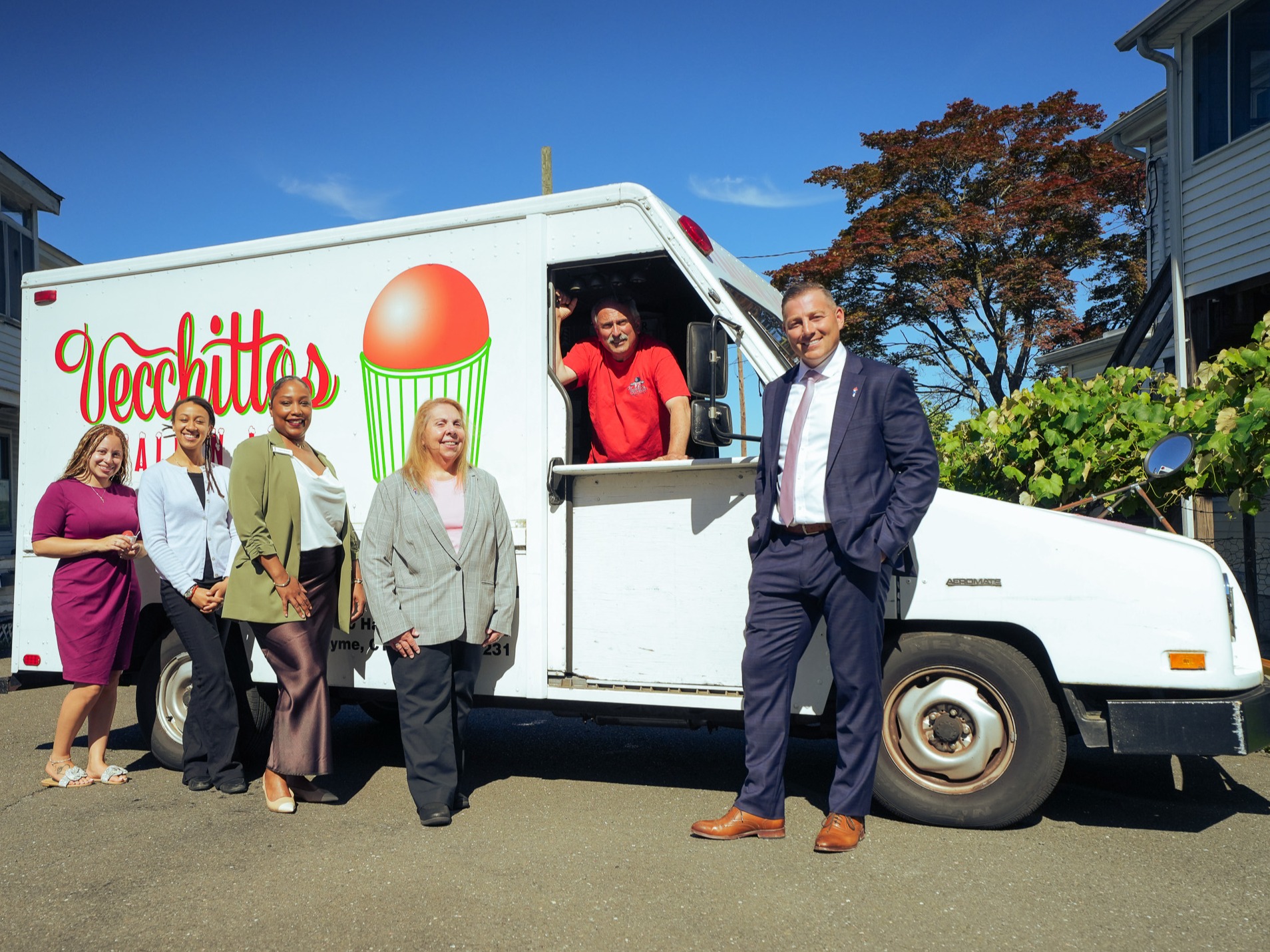 Vecchitto's Italian Ice Truck with Joe Vecchitto (owner) and Liberty Bank team