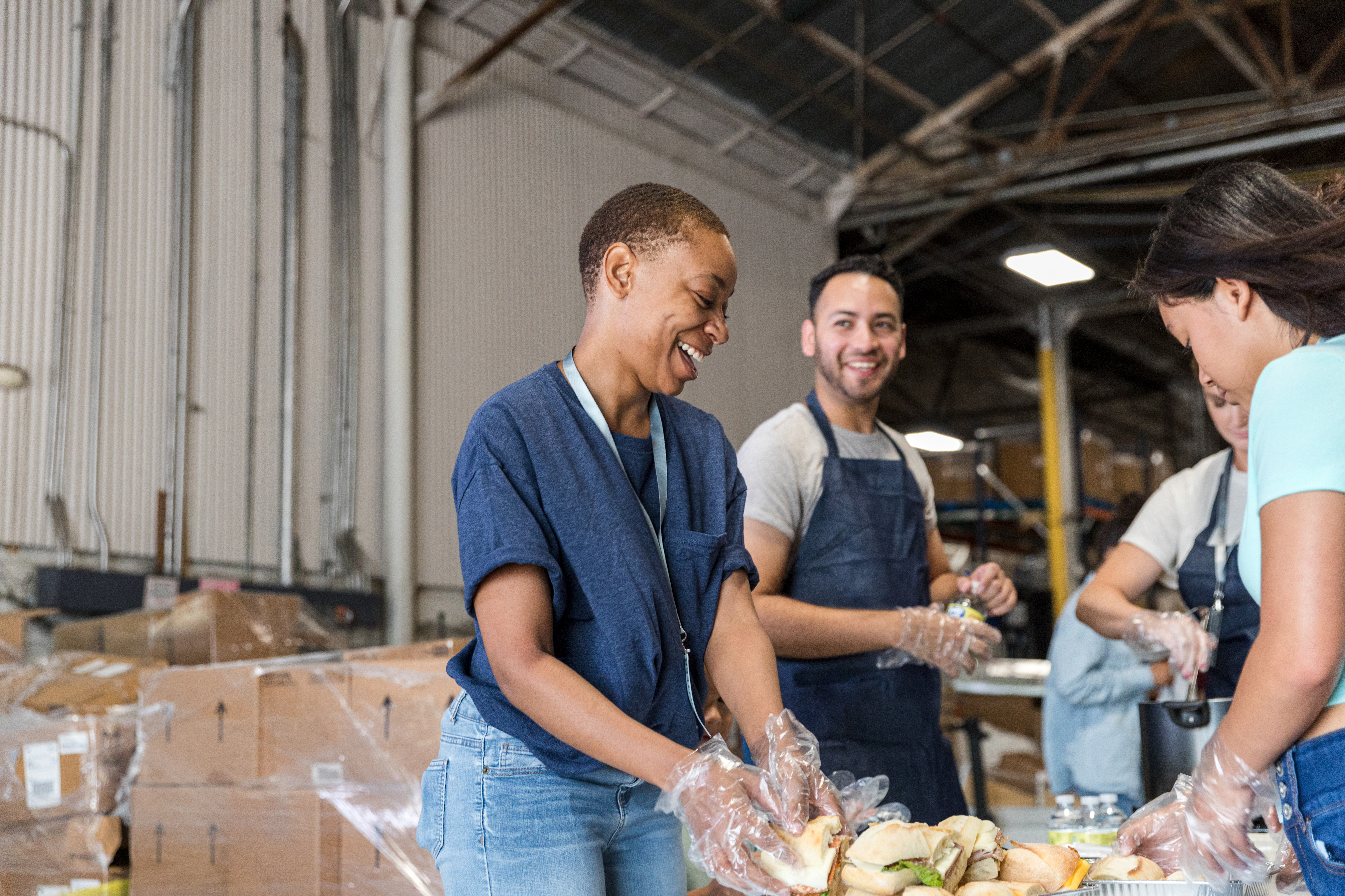 Volunteers Serving Food at a Community Food Bank