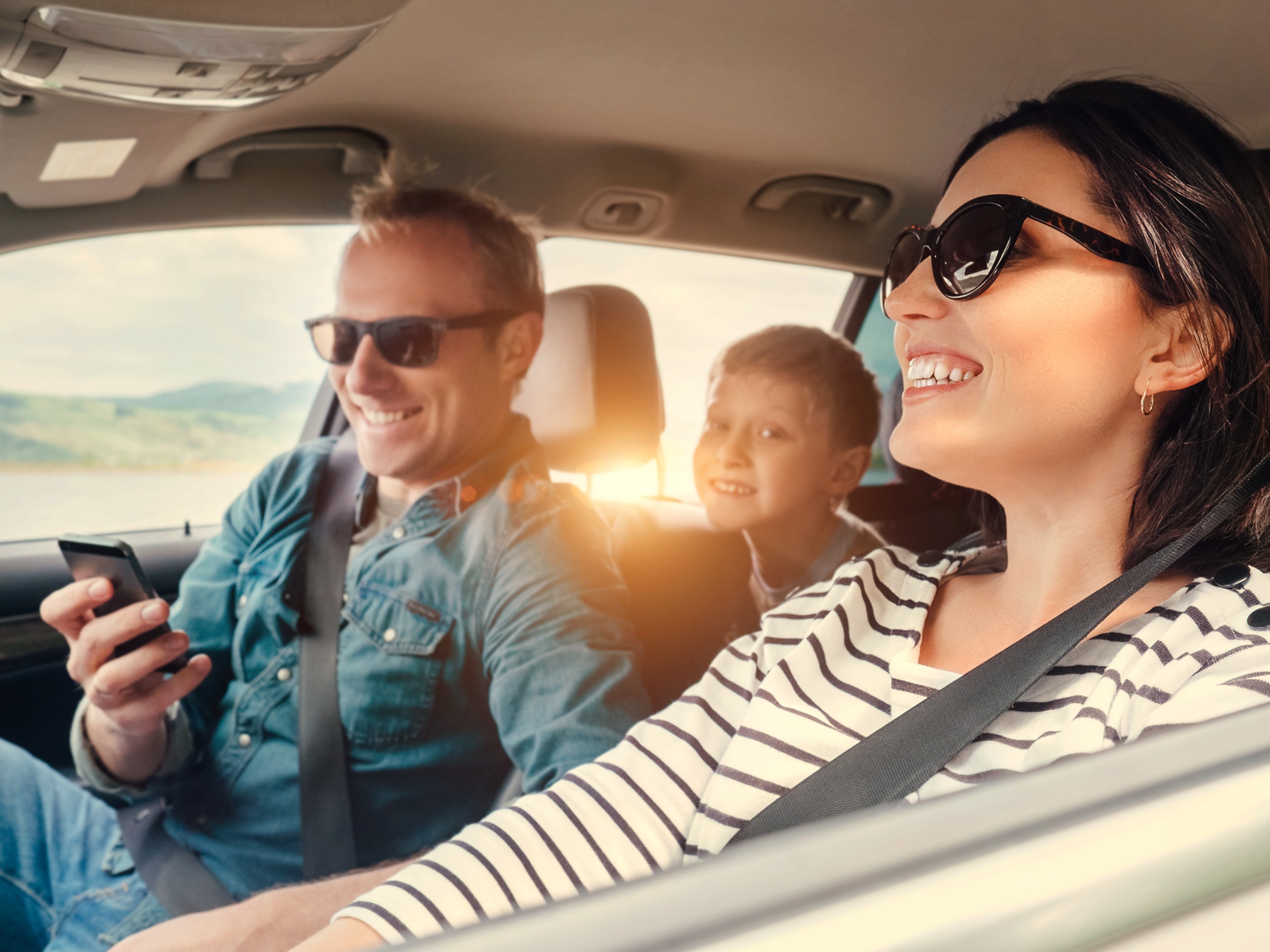 Family on road trip